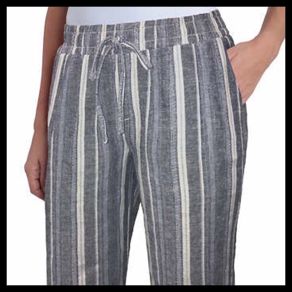 Briggs New York Linen Blend Pants Blue Stripe - Picture 4 of 5